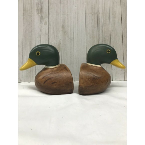 Hand Crafted Other - Vintage Hand Painted Mallard Duck Book Ends